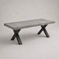Tavolo da pranzo estensibile rettangolare in MDF effetto cemento grigio melamina e acciaio nero, da 160 a 200 × 90 × 76 cm