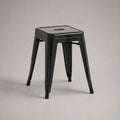 Sgabello in acciaio nero con seduta quadrata, 43 × 43 × 45 cm