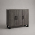 Unità rettangolare in legno e metallo a 3 porte, grigio e nero, 120 × 40 × 90 cm