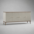 Unità di stoccaggio rettangolare avorio e noce a 5 porte in noce placcato MDF, 180 × 42 × 78 cm