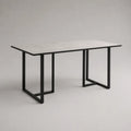 Tavolo da pranzo rettangolare a 6 posti in MDF e acciaio, cemento grigio e nero, 160 × 80 × 75 cm