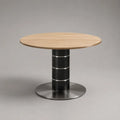 Tavolo da pranzo rotondo in rovere e acciaio placcato MDF, rovere leggero, nero e argento, Ø 100 × H 75 cm