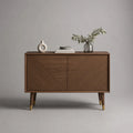 Armadio in legno e metallo marrone noce e ottone a 2 porte, 120 × 40 × 80 cm