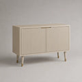 Contenitore rettangolare a 2 porte in crema e metallo beige scanalati MDF, 120 × 40 × 80 cm